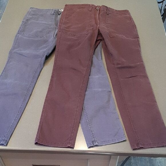LOFT Modern Straight Pants Navy and Burgundy Bundle Of 2 - Picture 1 of 12